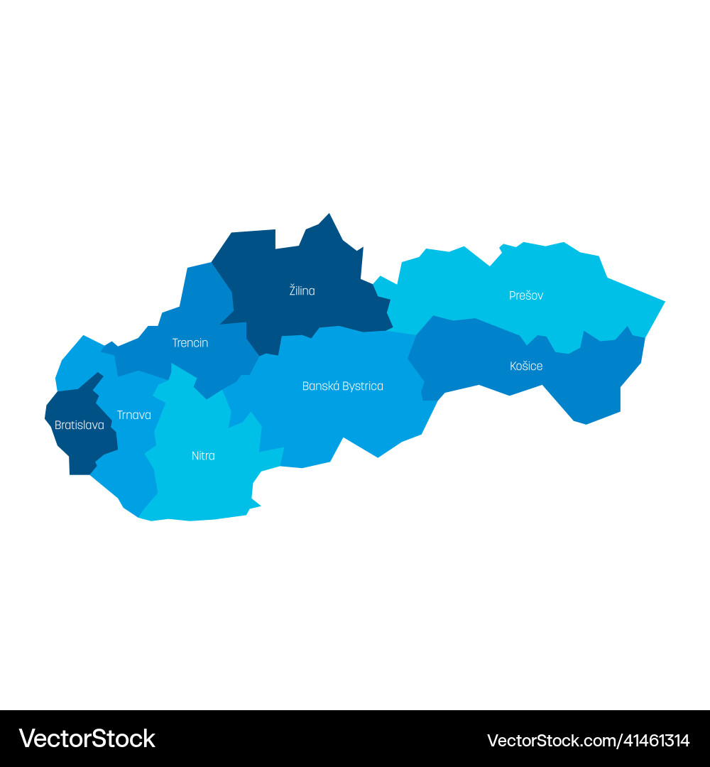 Slovakia - administrative map of regions Slovakia - administrative map of regions vector image