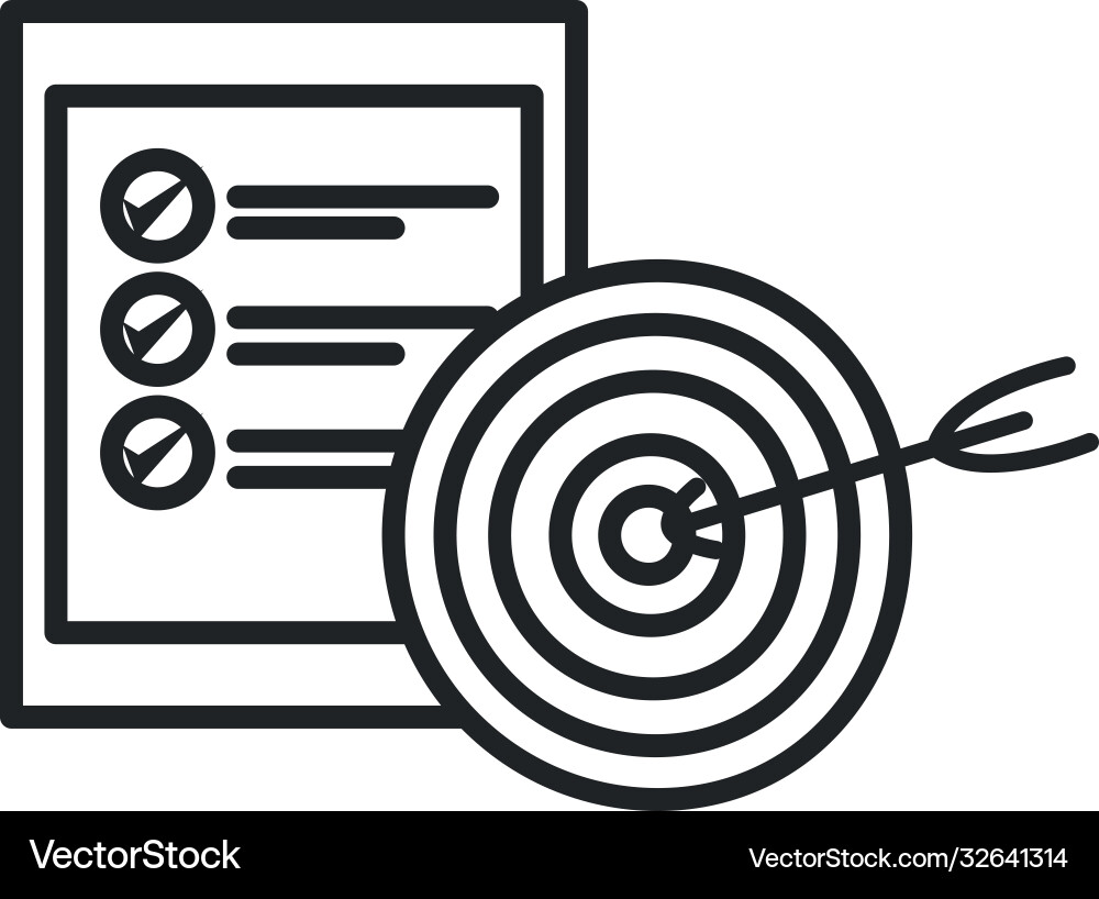 Target and document with check marks line style Target and document with check marks line style Vector Image