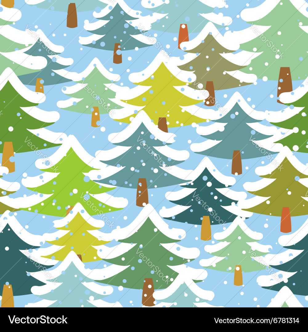 Tree in snow seamless pattern snowstorm forest Vector Image