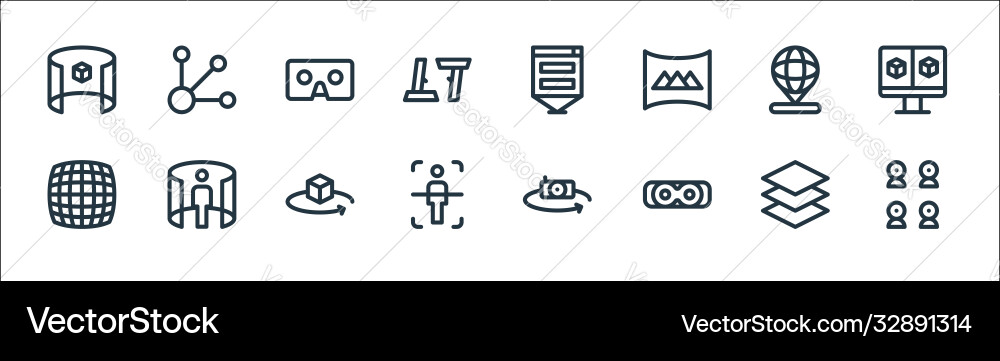 Virtual reality line icons linear set quality Virtual reality line icons linear set quality vector image
