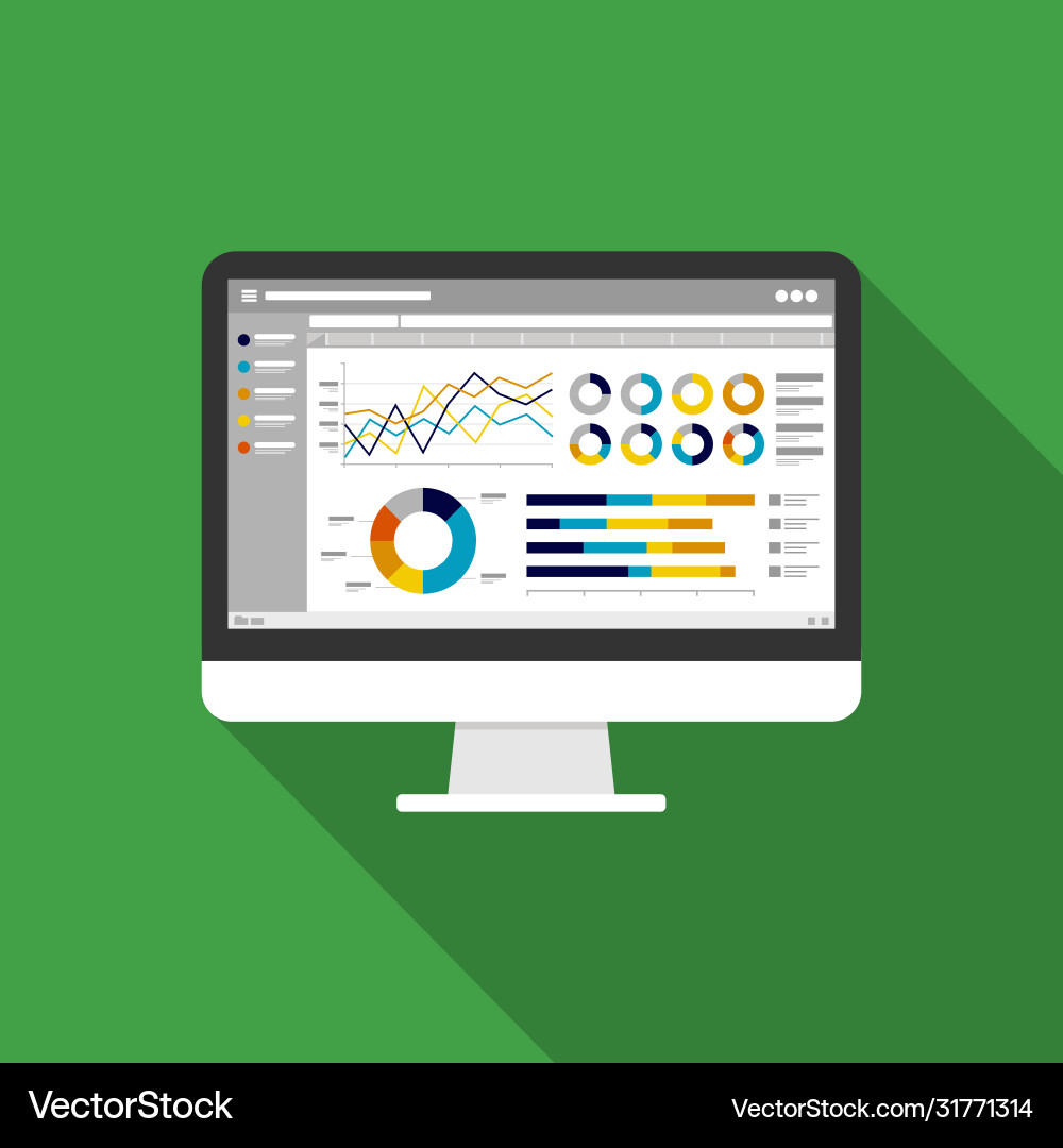 Web Analytics Charts & Data Graphs vector image