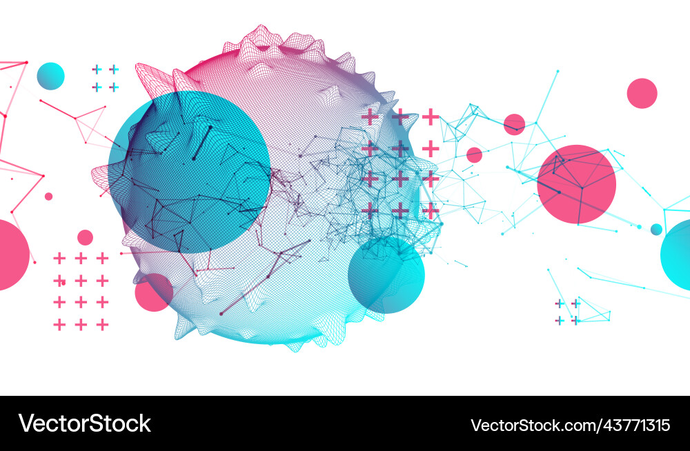 Abstract sphere background with plexus effect 3d Vector Image