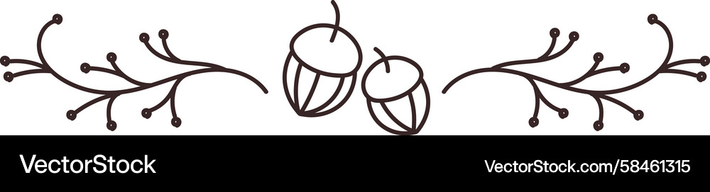 Acorn Branch Border Vector Image