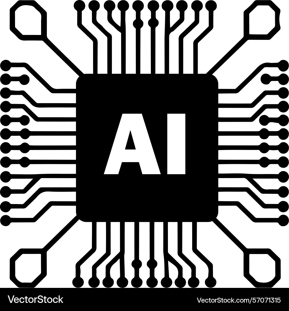Ai microchip technology circuit board design Ai microchip technology circuit board design vector image