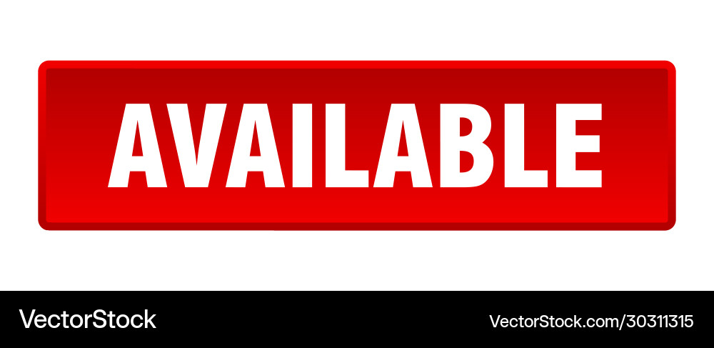 Available button square red push Vector Image