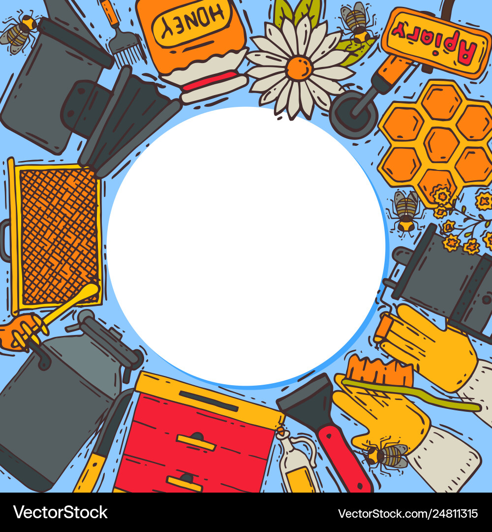 Beekeeping round pattern apiary Beekeeping round pattern apiary vector image
