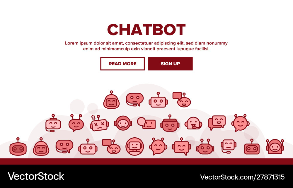 Chatbot robot landing header Chatbot robot landing header vector image