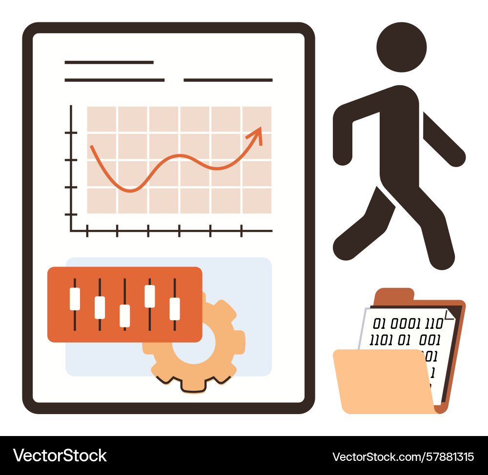 Data analysis progress with chart settings Data analysis progress with chart settings vector image