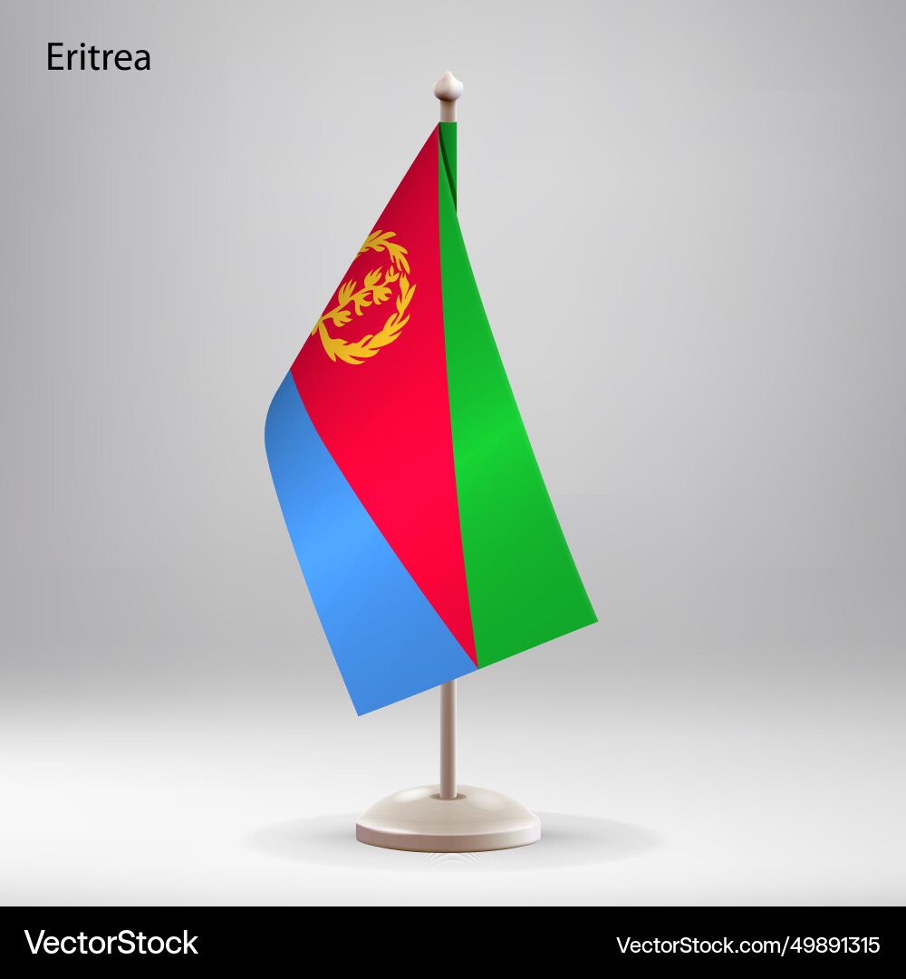 Flag of eritrea hanging on a stand Flag of eritrea hanging on a stand vector image