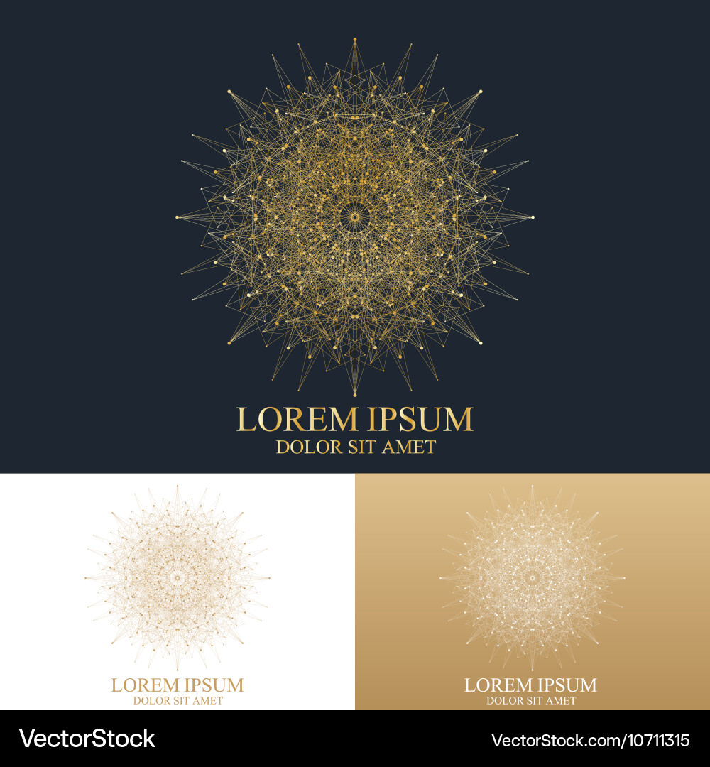 Geometric abstract round form with connected line Vector Image