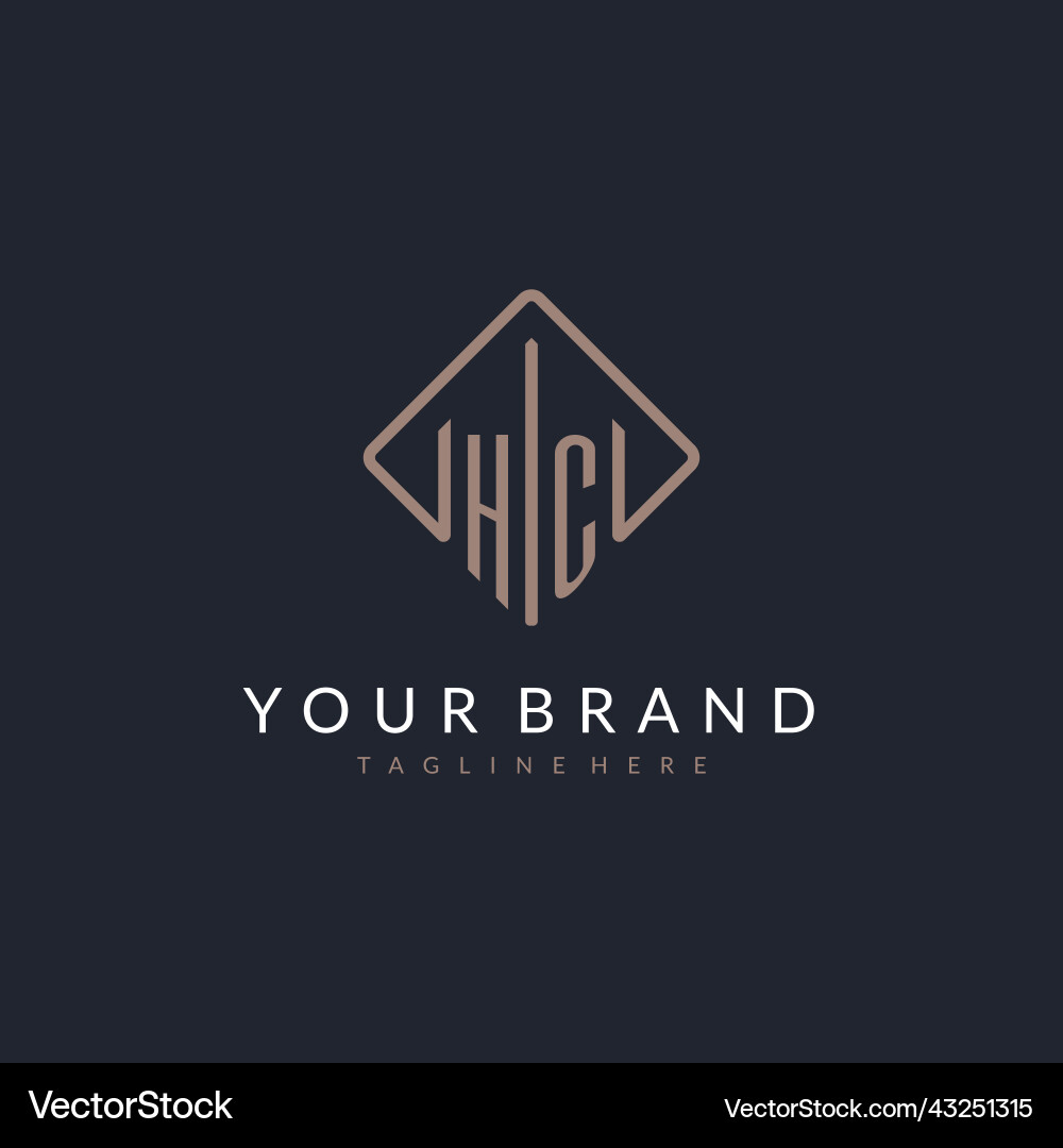 Hc initial logo with curved rectangle style design Hc initial logo with curved rectangle style design Vector Image