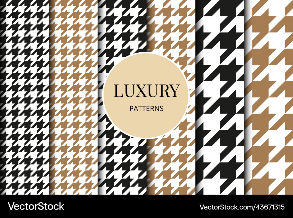 Houndstooth seamless patterns set fabric Houndstooth seamless patterns set fabric vector image