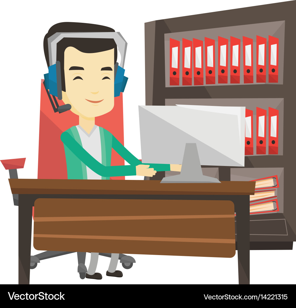 Man playing computer game Vector Image