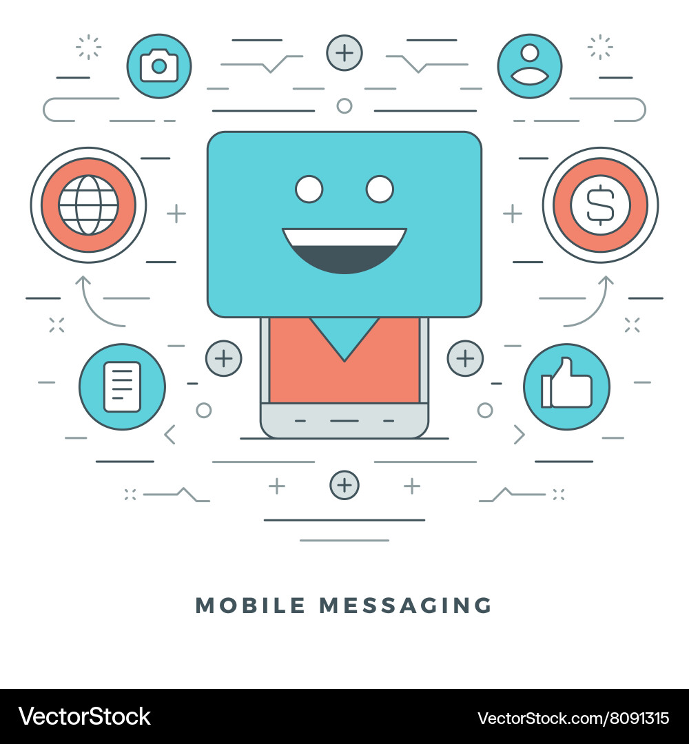 Mobile Messaging Line Icons vector image
