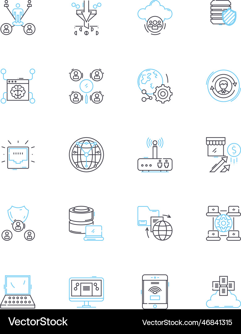 Neural nerks linear icons set artificial Neural nerks linear icons set artificial vector image
