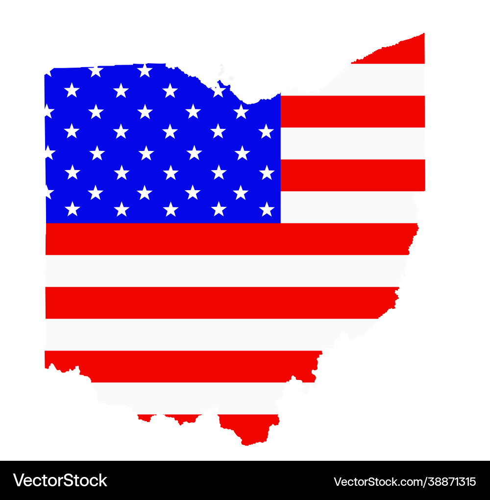 Ohio Map with USA Flag Vector Image