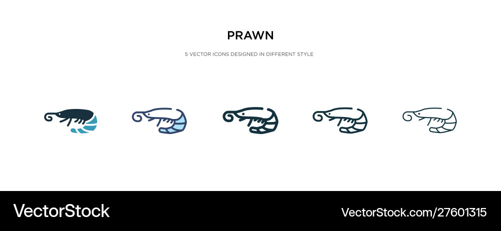 Prawn icon in different style two colored vector image