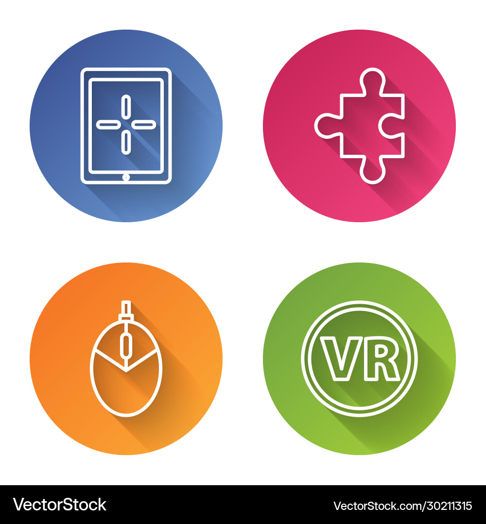 Set line tablet piece puzzle computer mouse Set line tablet piece puzzle computer mouse vector image