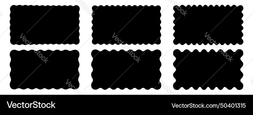 Set or rectangular shapes with squiggly borders vector image