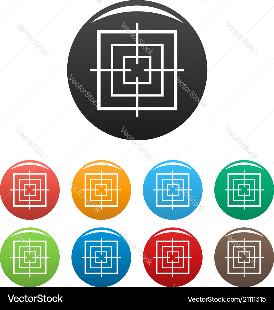 Square objective icons set color Vector Image