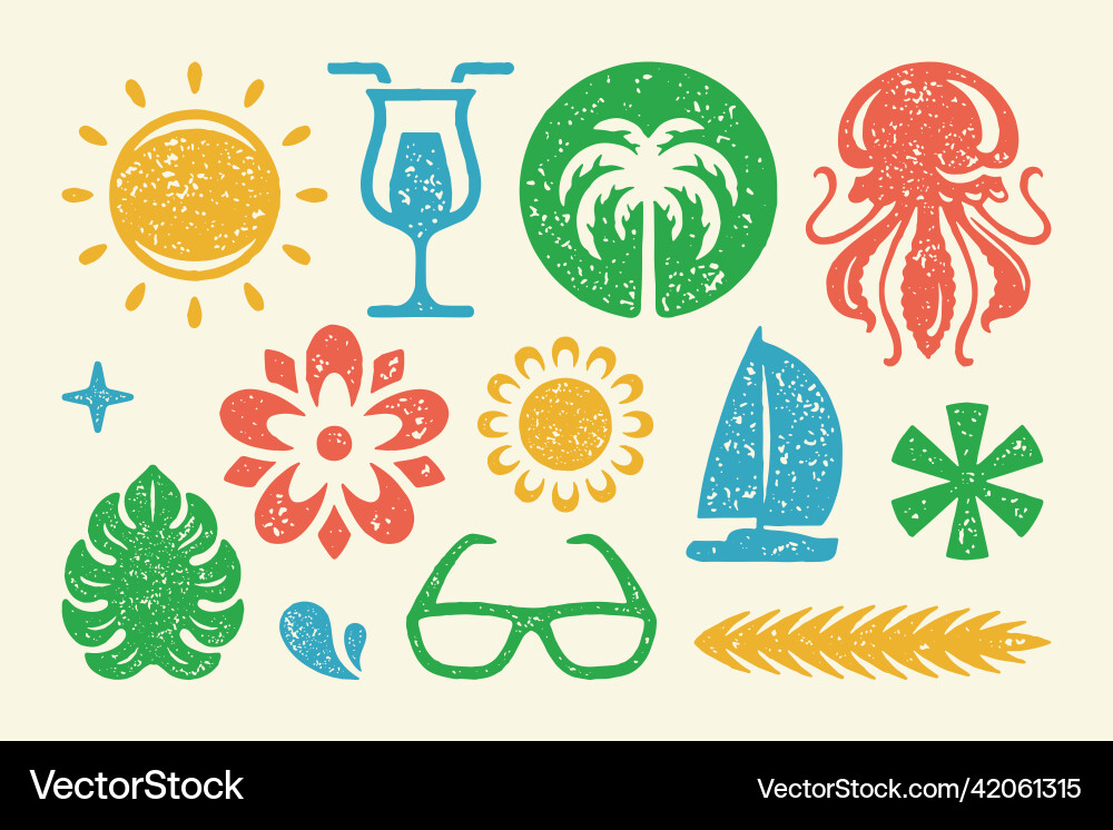 Summer symbols and objects set Summer symbols and objects set Vector Image