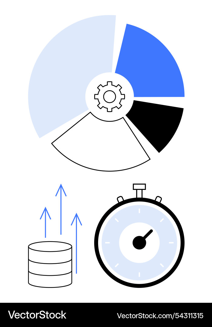 Time and data optimization with pie Time and data optimization with pie vector image