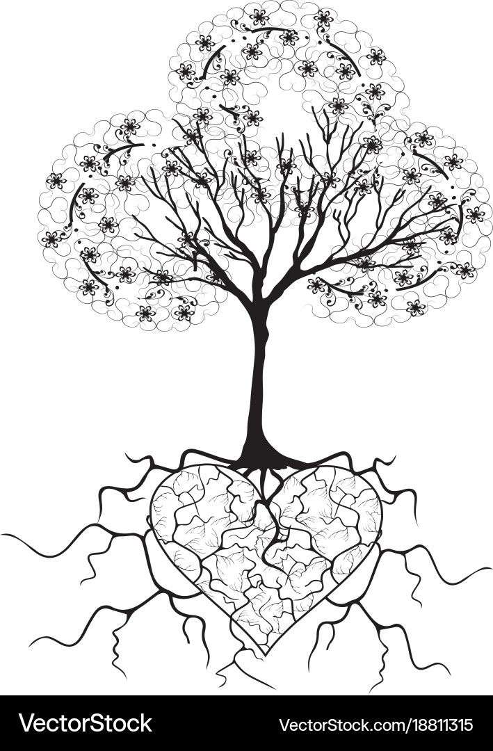 Tree with heart 2 vector image