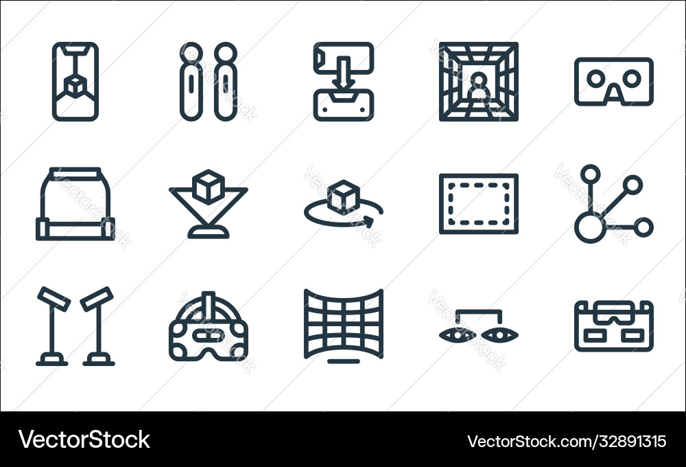 Virtual reality line icons linear set quality Virtual reality line icons linear set quality vector image