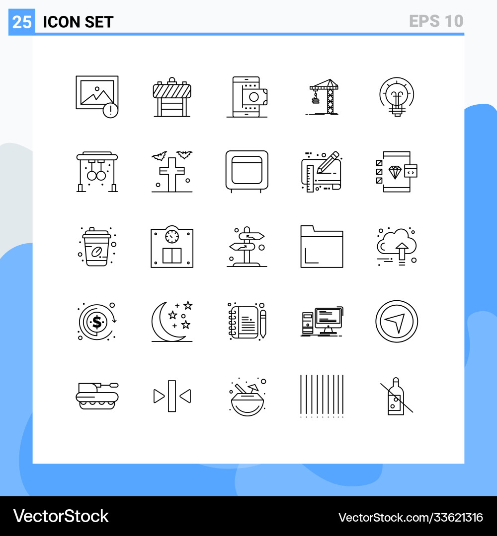25 universal lines set for web and mobile vector image