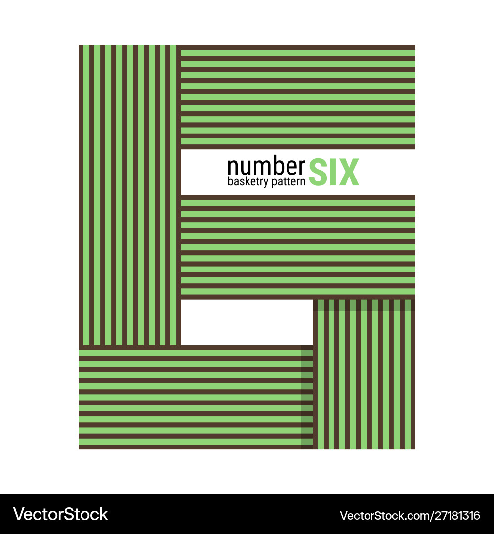 6 - unique number shape design basketry pattern vector image