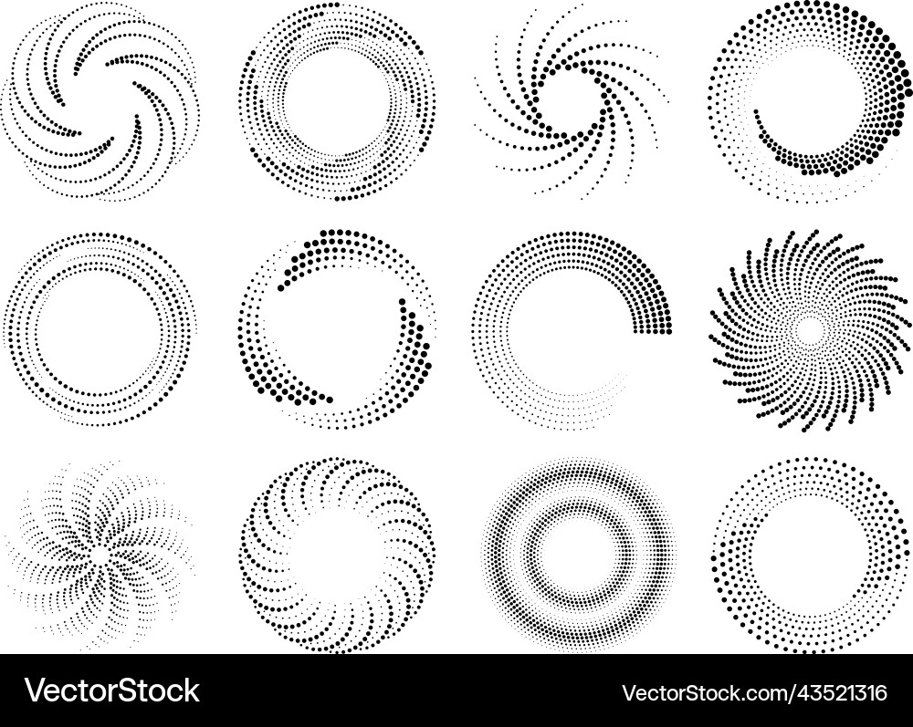 Circle dotted speed lines halftone effect round Circle dotted speed lines halftone effect round vector image