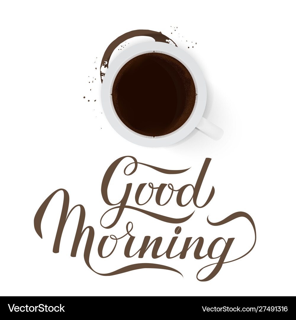 Coffee cup stain and calligraphy lettering Coffee cup stain and calligraphy lettering vector image