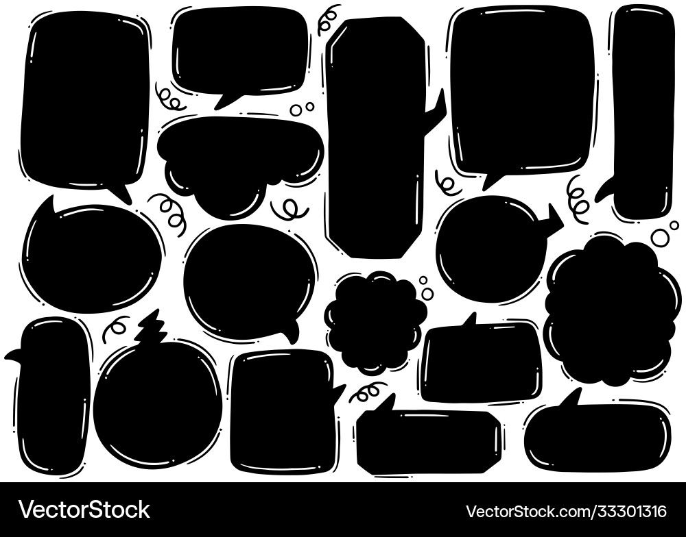 Cute Speech Bubbles Doodle Set Royalty Free Vector Image