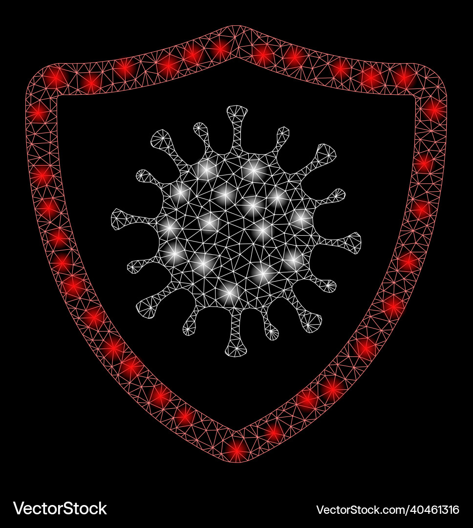 Flare triangulated net mesh virus shield icon Flare triangulated net mesh virus shield icon vector image