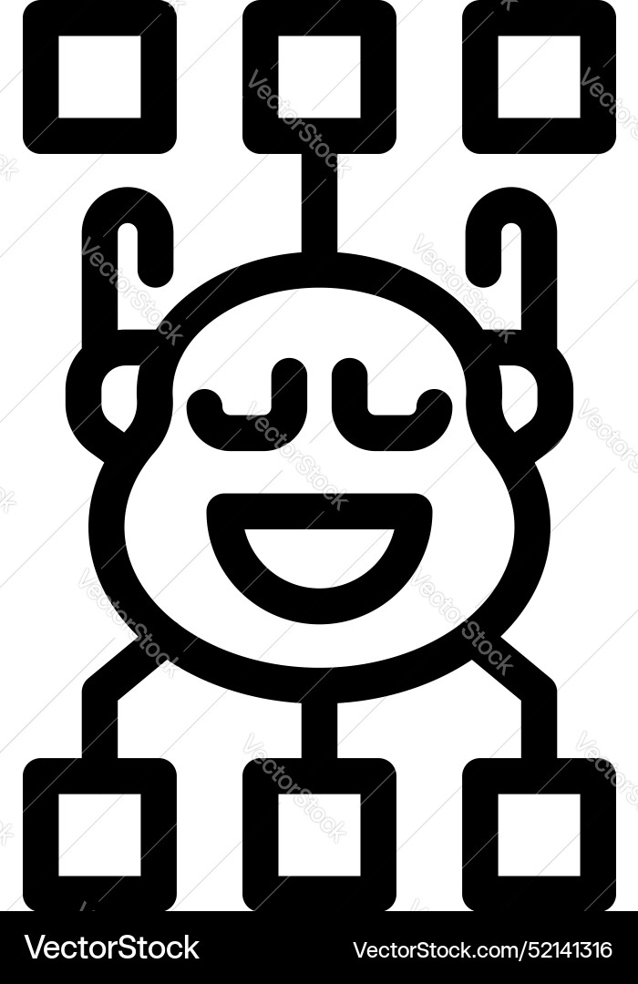 Happy chatbot enjoying data processing vector image