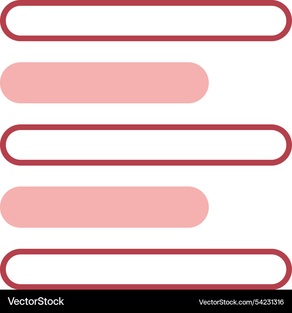 Horizontal left align line fill icon Vector Image