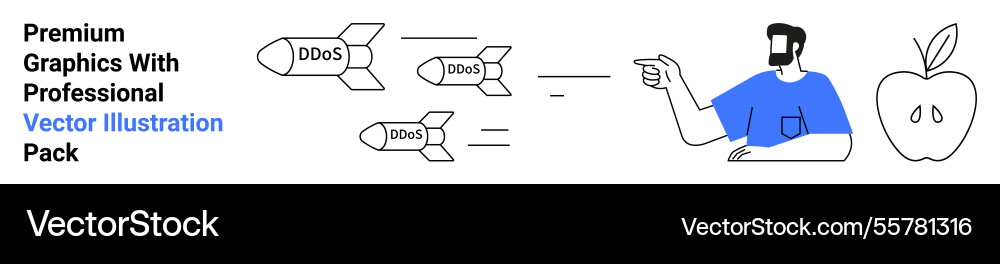 Man protecting target from ddos attack using Man protecting target from ddos attack using vector image