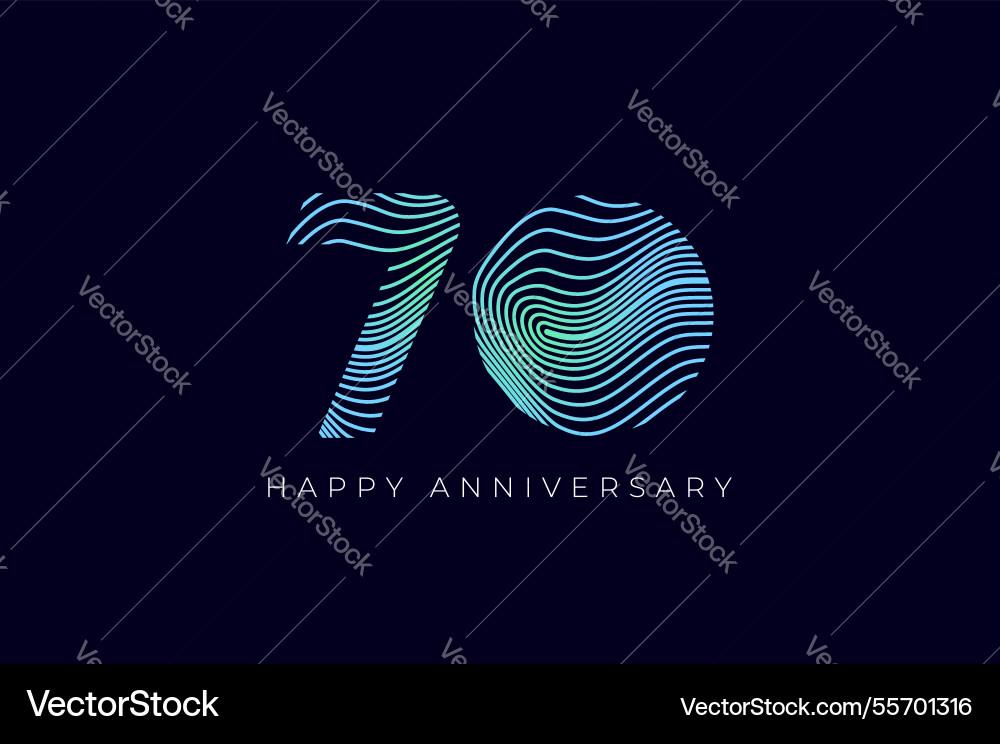 Numeric design with line curve 70th happy Numeric design with line curve 70th happy vector image