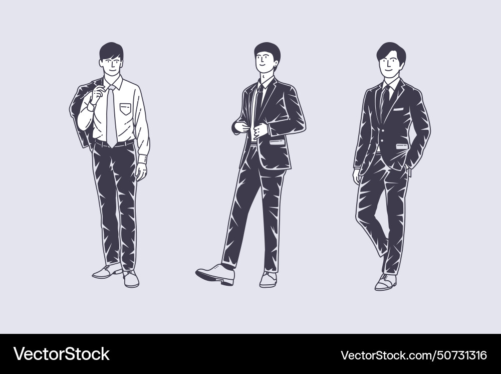 Set of outline businessman Vector Image