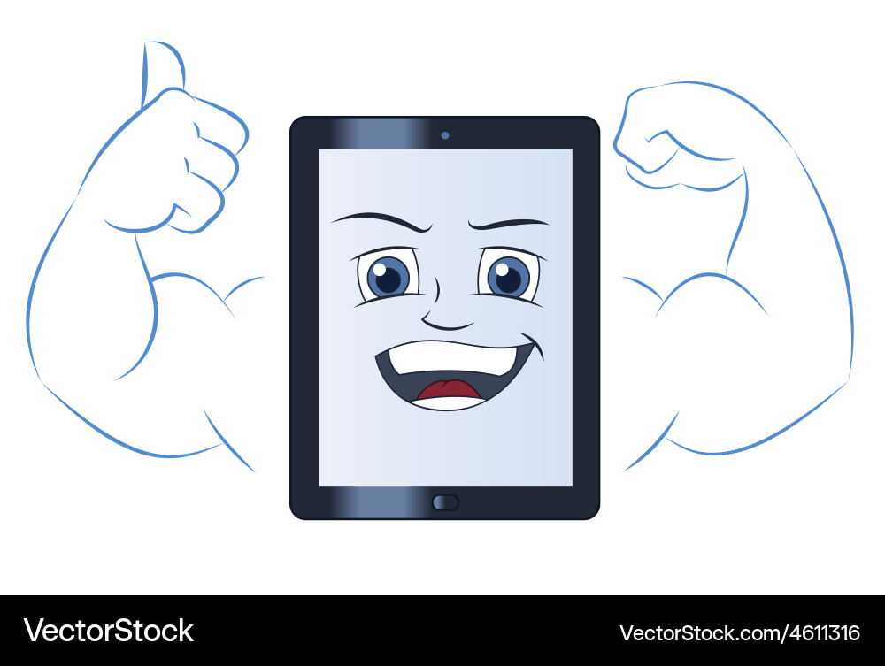 Smiling powerful tablet computer 2 Vector Image