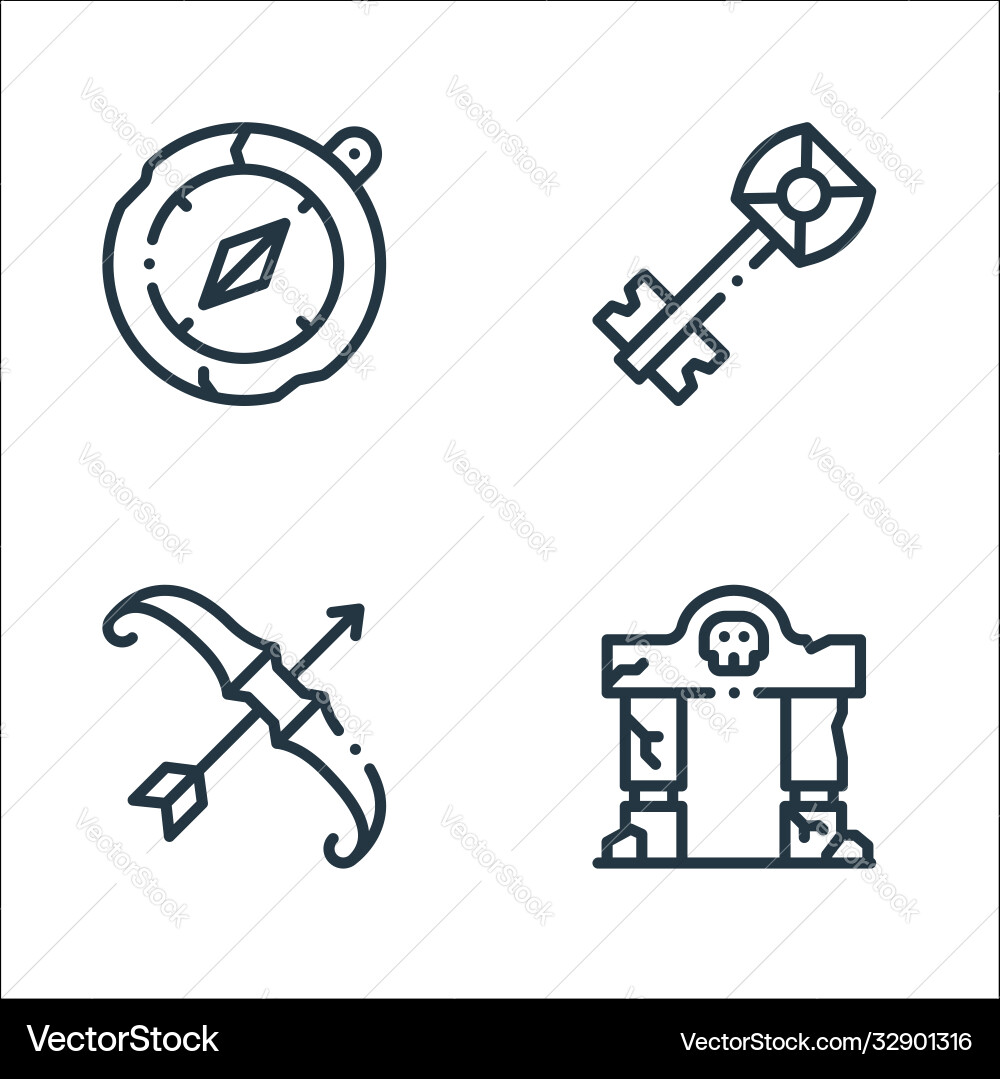 Videogame elements line icons linear set quality Videogame elements line icons linear set quality vector image