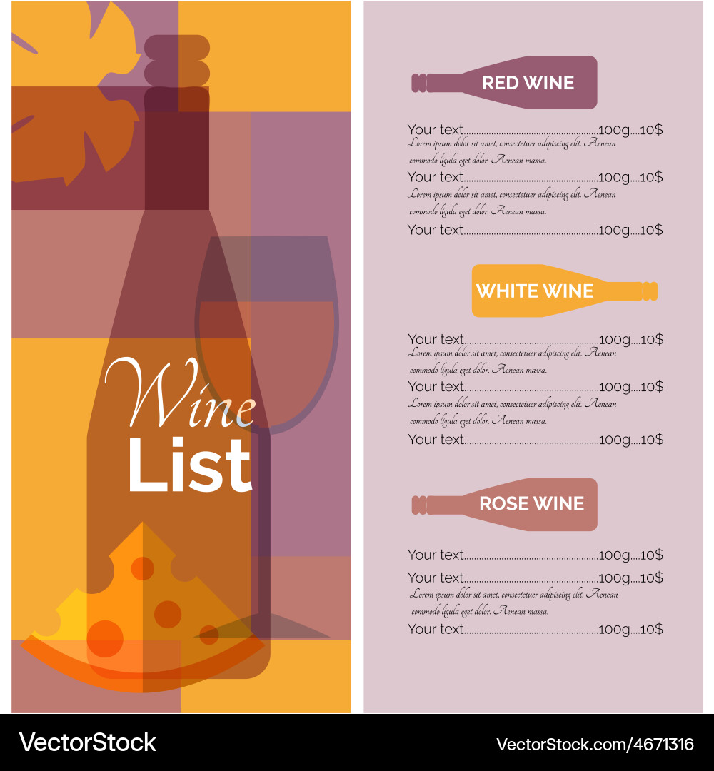 Wine menu list stencil print vector image