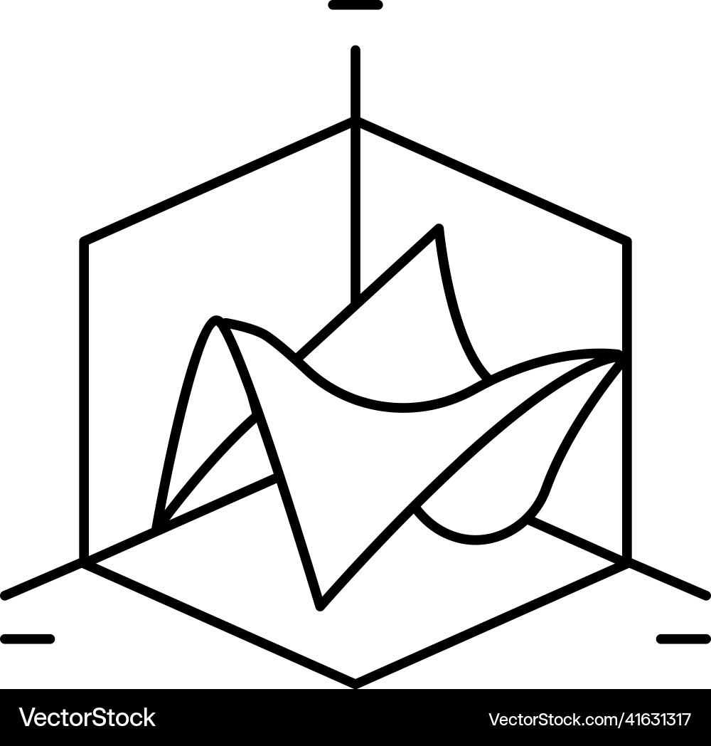 3D Graph Line Icon - Data Visualization vector image