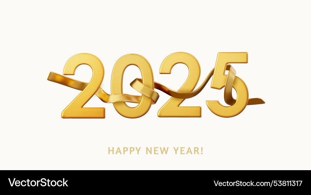 3d happy new year 2025 numbers 3d happy new year 2025 numbers vector image