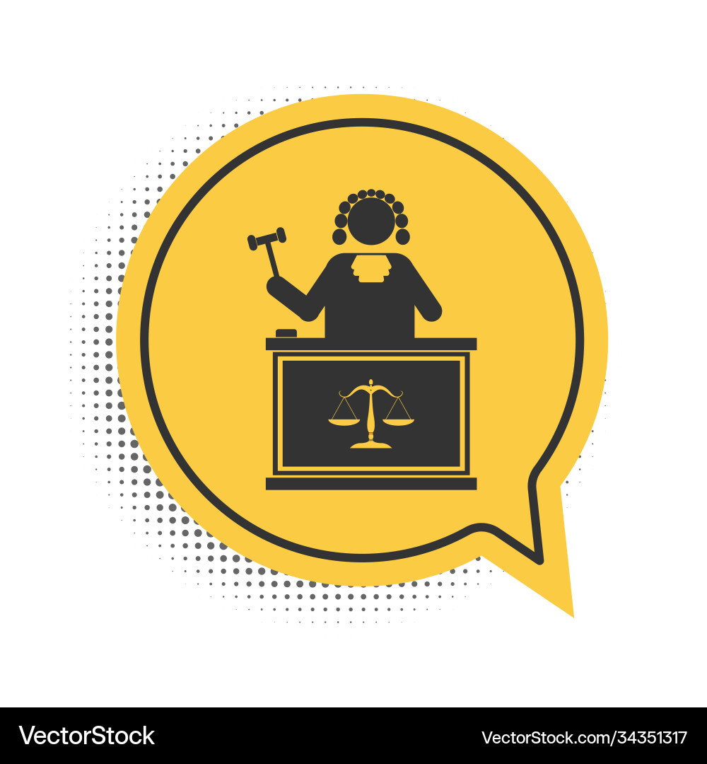 Black judge with gavel on table icon isolated Vector Image