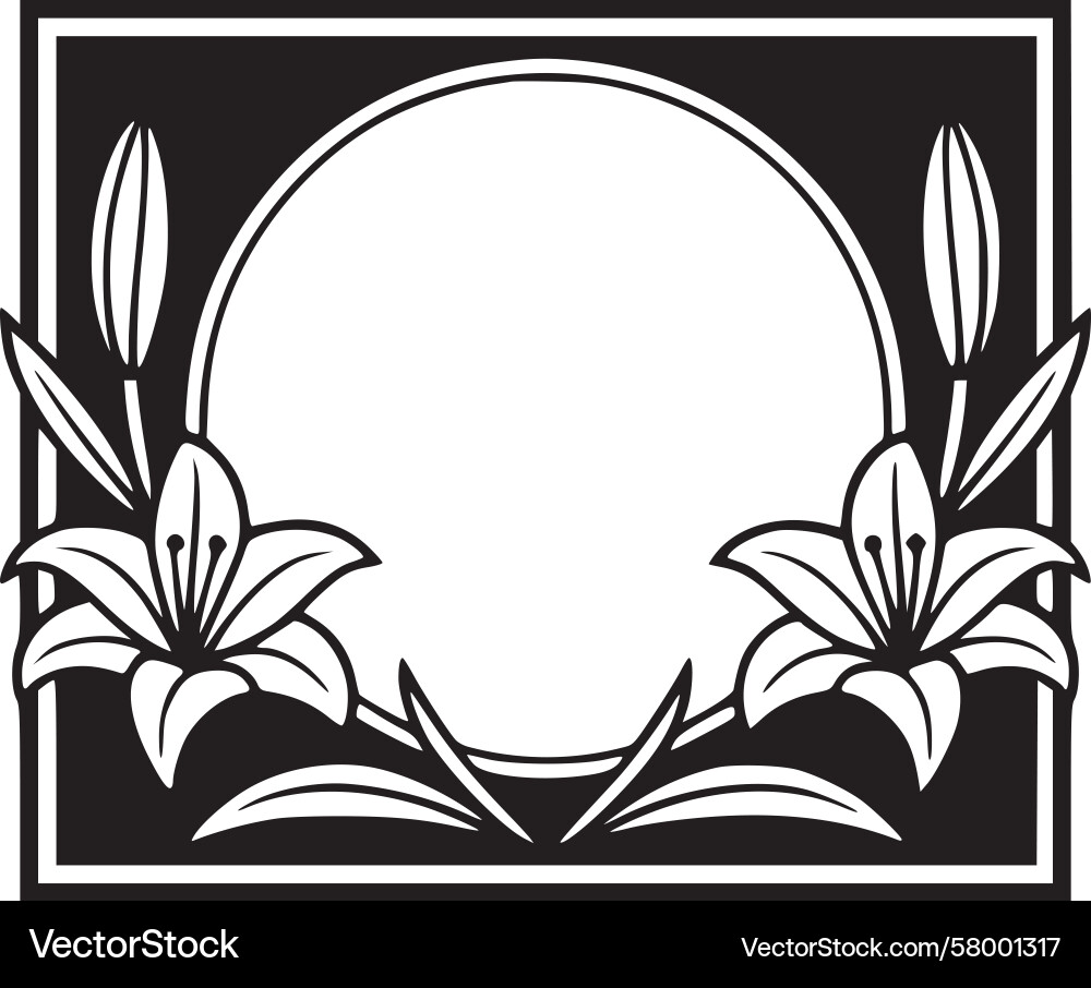 Botanical Frame with Lily Motif Vector Image