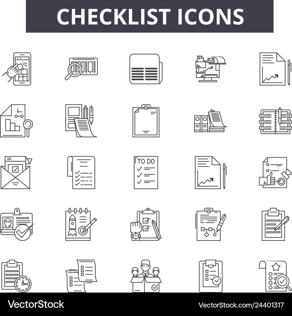 Checklist line icons for web and mobile design Checklist line icons for web and mobile design vector image