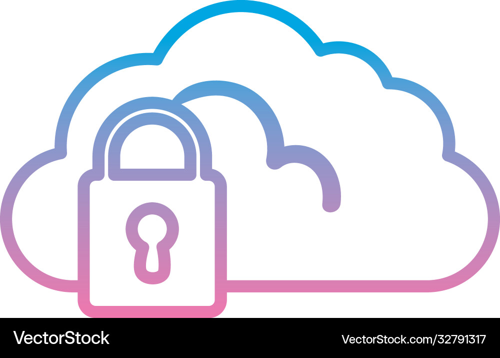 Cloud computing with padlock gradient style icon vector image