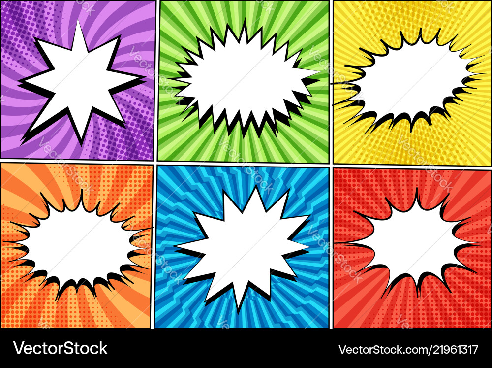 Comic white speech bubbles collection vector image