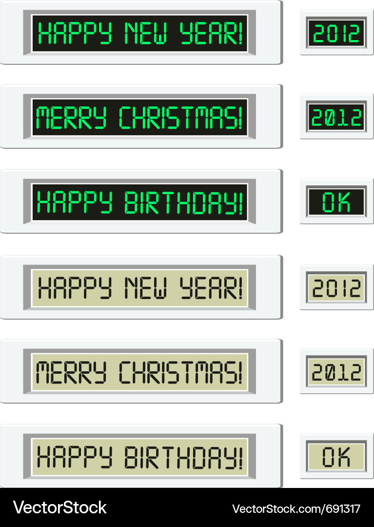 Digital LCD Displays - Numbers and Text Vector Image